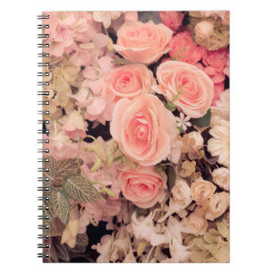 Caderno Espiral Flores de parede retro-textura - Filtro Efeito de