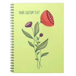 Caderno Espiral Flores de primavera Abstrato Botânica Minimalístic