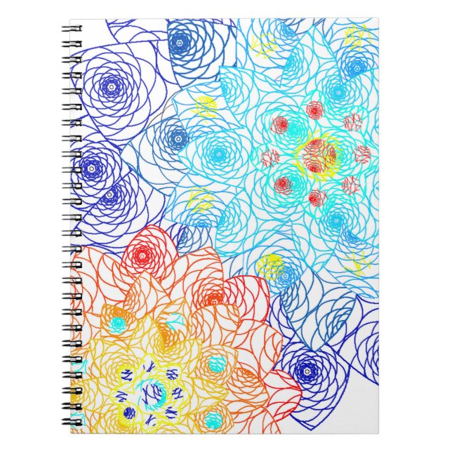 Caderno Espiral Flores de primavera Azul e Vermelha (Frente)