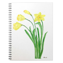 Caderno Espiral Flores de primavera floral amarelas daffodils