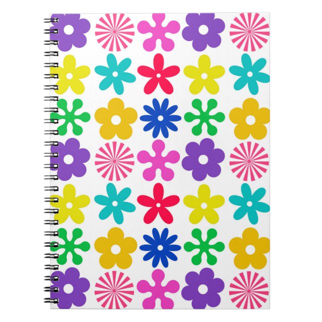 CADERNO ESPIRAL FLORES DE RETRO GROOVY (Frente)