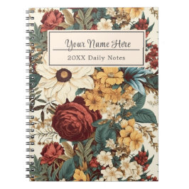 Caderno Espiral Flores de Rosa, Tulipas, Lírios e Visitas