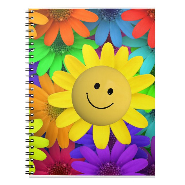 Caderno Espiral Flores de Rosto Feliz e Bonitas (Frente)