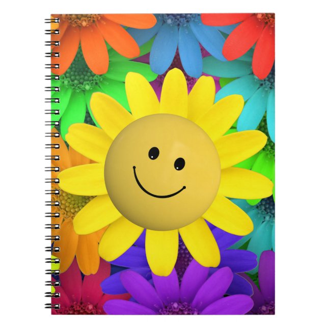 Caderno Espiral Flores de Rosto Feliz e Bonitas (Frente)