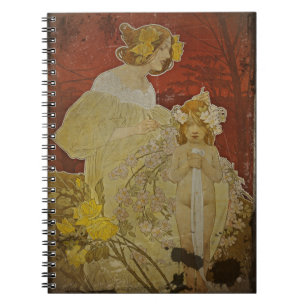 Caderno Espiral Flores de tecelagem da mãe no cabelo