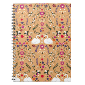 Caderno Espiral Flores delicadas, padrão perfeito para o cisne.