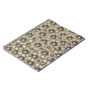 Caderno Espiral Flores Diamantes Bonitas