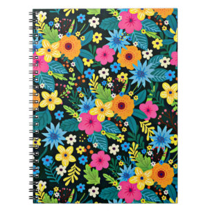 Caderno Espiral Flores Ditsy Vibrantes Padrão Floral Design-43785