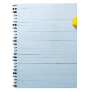 Caderno Espiral Flores do Calendário: Fundo de Madeira Azul