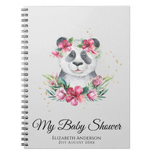 Caderno Espiral Flores do Chá de fraldas do Urso Boho Panda