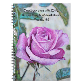 Caderno Espiral Flores do Diário de Rosa de Fé Roxo