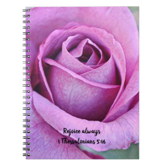 Caderno Espiral Flores do Diário de Rosa Roxo de Fé