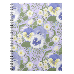 Caderno Espiral Flores do jardim de primavera sobre lavanda