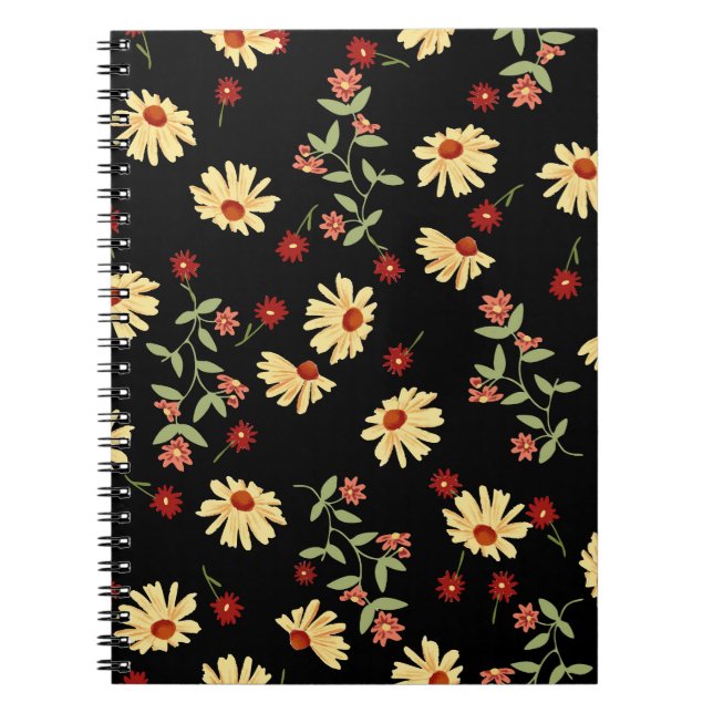Caderno Espiral Flores do outono: Harmonia Vermelho-Laranja. (Frente)
