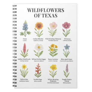 Caderno Espiral Flores do Texas em Estilo de Aquarela