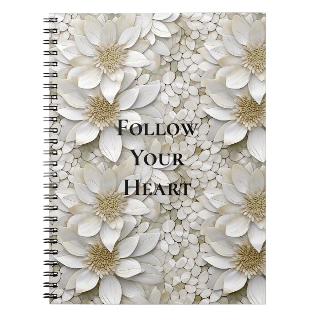 Caderno Espiral Flores Douradas de Lotus Brancos (Frente)