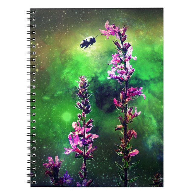 Caderno Espiral Flores e abelhas Rosa Contra o Mundo (Frente)