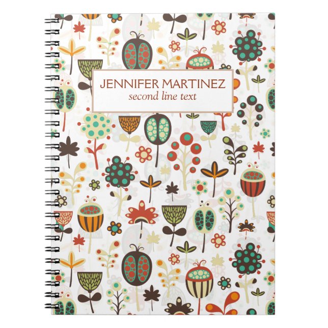 Caderno Espiral Flores E Árvores Coloridas abstrato (Frente)