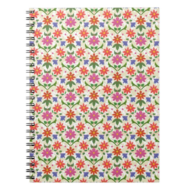 Caderno Espiral Flores e Bolinhas no notebook espiral Ecru (Frente)