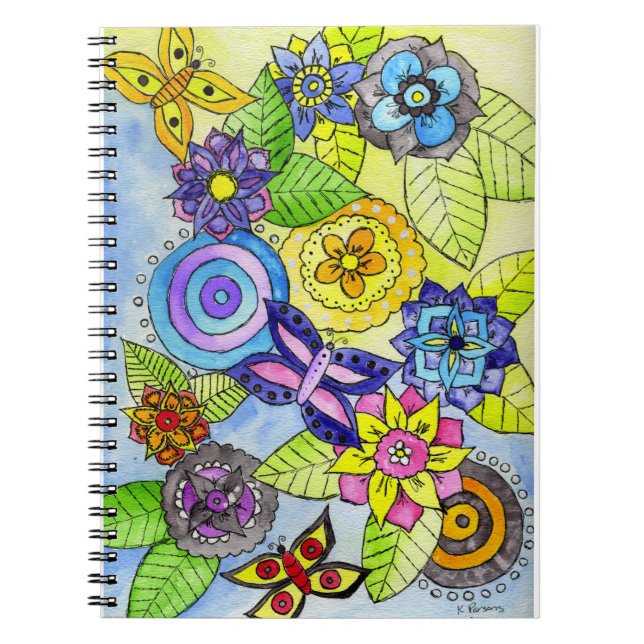 Caderno Espiral Flores e borboletas (Frente)