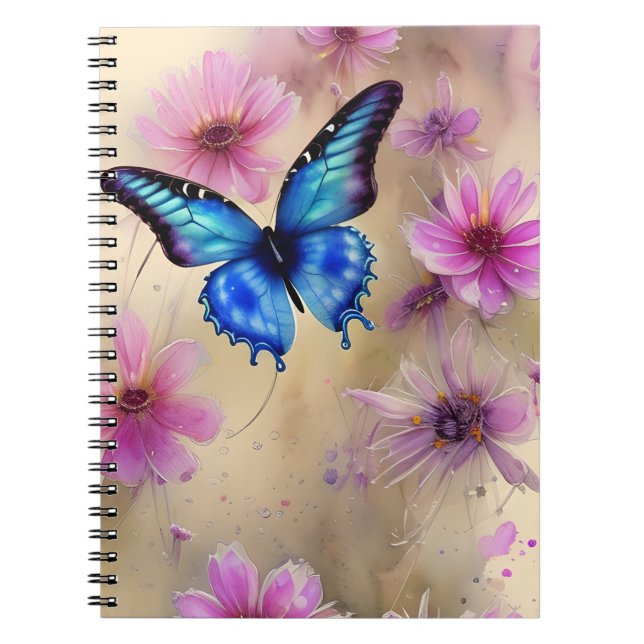Caderno Espiral Flores e borboletas lindas (Frente)