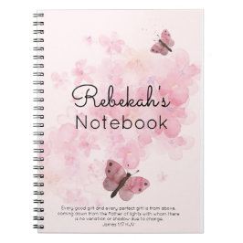 Caderno Espiral Flores e borboletas rosa
