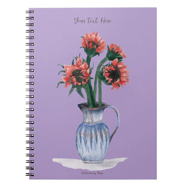 Caderno Espiral Flores em um Vaso Aquarela (Frente)