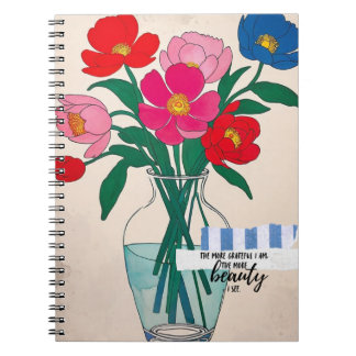 Caderno Espiral Flores em um Vaso | Diário de Notas