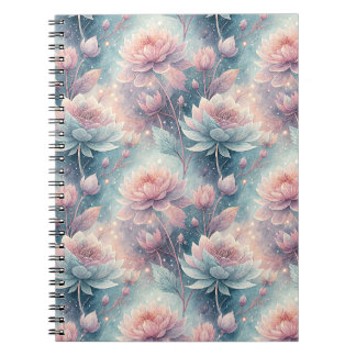 Caderno Espiral Flores Etéreas e Reluzentes - Padrão de Pintura Fl