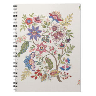 Caderno Espiral Flores fantasmas em retrato, vintage, jacobean emb