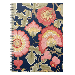 Caderno Espiral Flores fantasmas em retrô, safra, embr jacobão