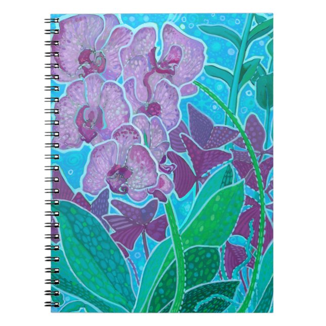 Caderno Espiral Flores Florais De Orquídea De Jardim De Janela Art (Frente)