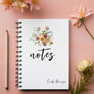 Caderno Espiral Flores Florais Vintage Ousadas Vermelhas & Peônias