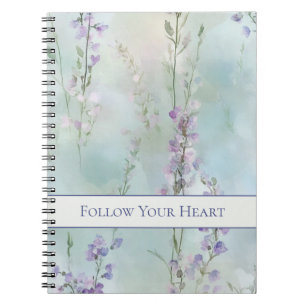 Caderno Espiral Flores Lavanda Bonitas Românticas