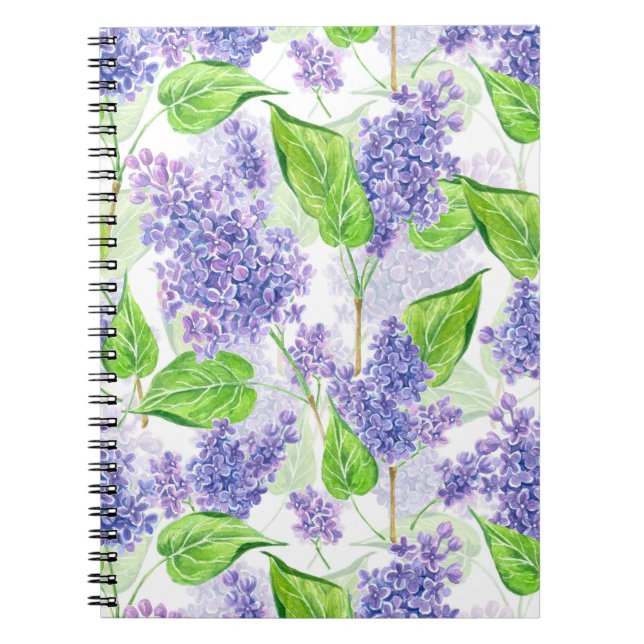 Caderno Espiral Flores lilás aquáticas (Frente)