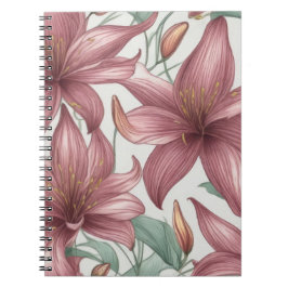 Caderno Espiral Flores Lilosas Cor de Água Rosa