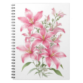 Caderno Espiral Flores Lilosas Rosa