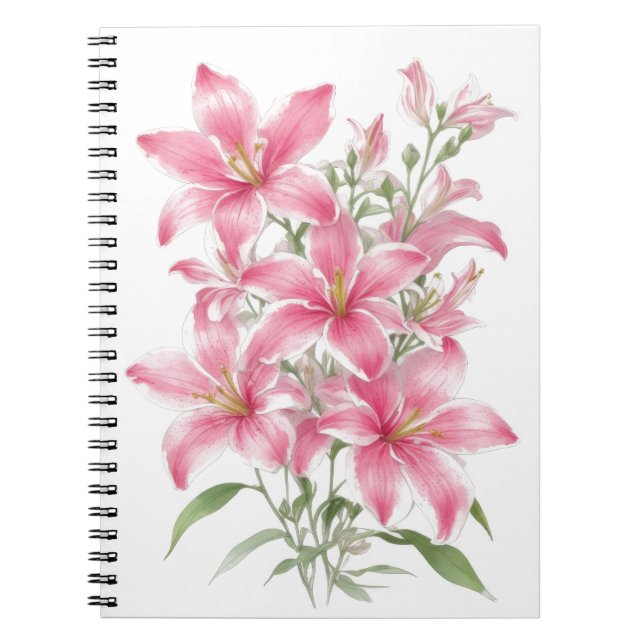 Caderno Espiral Flores Lilosas Rosa (Frente)
