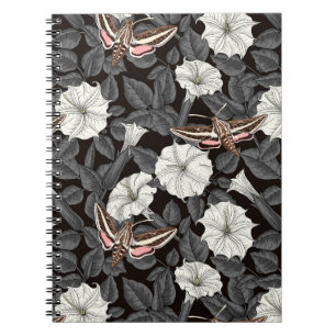 Caderno Espiral Flores-lua e mariposas-esfinge 2
