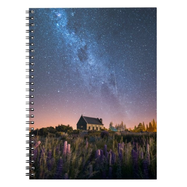 Caderno Espiral Flores | Lupines Blooming Lake Tekapo Nova Zelândi (Frente)
