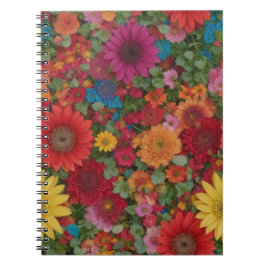 Caderno Espiral Flores Mistas Coloridas