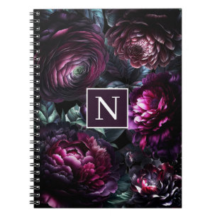 Caderno Espiral Flores Negras Encantadas Bold Moody Garden Floral