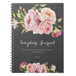 Caderno Espiral Flores personalizadas da aguarela do Diário da