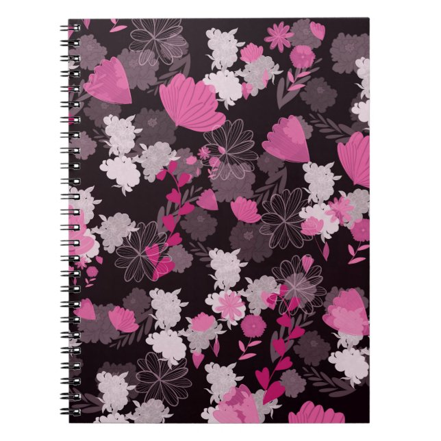Caderno Espiral flores pretas (Frente)