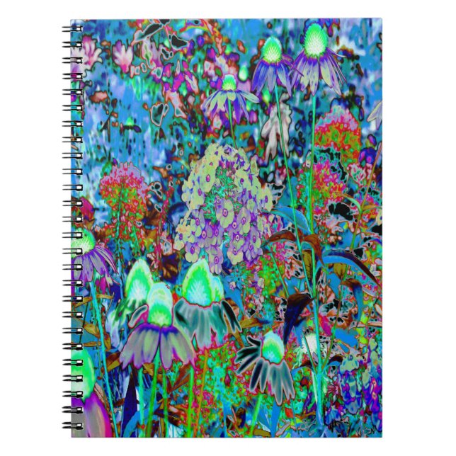 Caderno Espiral Flores Psicodélicas e Verdes limões (Frente)