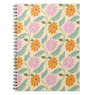 Caderno Espiral Flores retro da primavera