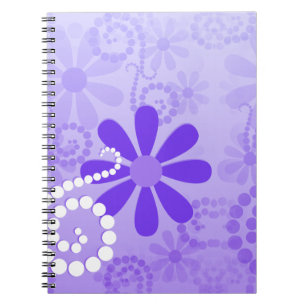 Caderno Espiral Flores retros florais roxas femininos