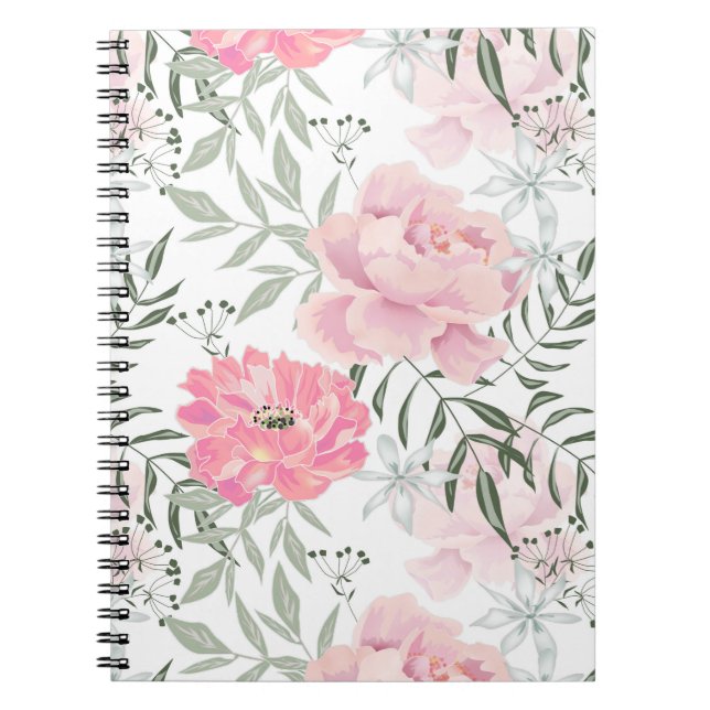 Caderno Espiral Flores rosa cor-de-rosa (Frente)