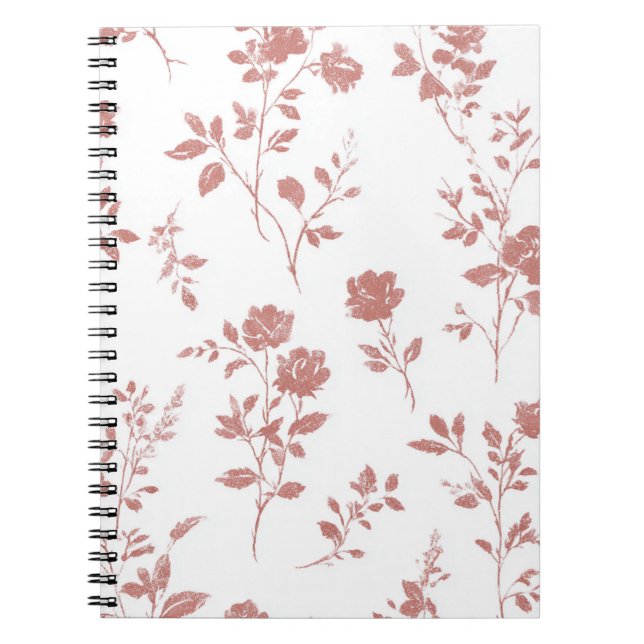 Caderno Espiral Flores Rosa Cor-de-Rosa (Frente)