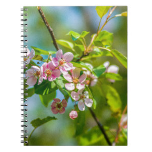 Caderno Espiral Flores rosa de maçã